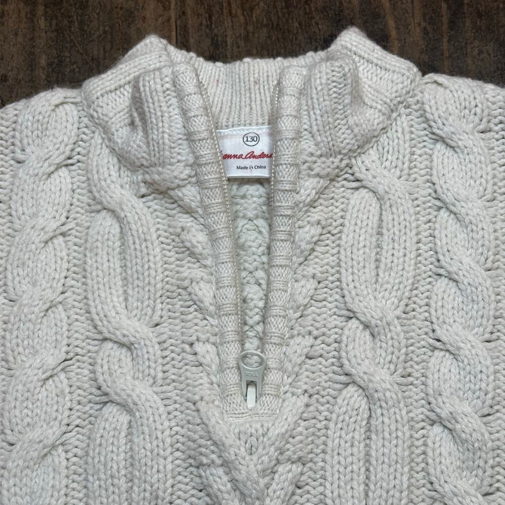 Hanna Andersson Thick Knit Sweater sz 130 (8) Quarter Zip Sweater - Picture 3 of 6